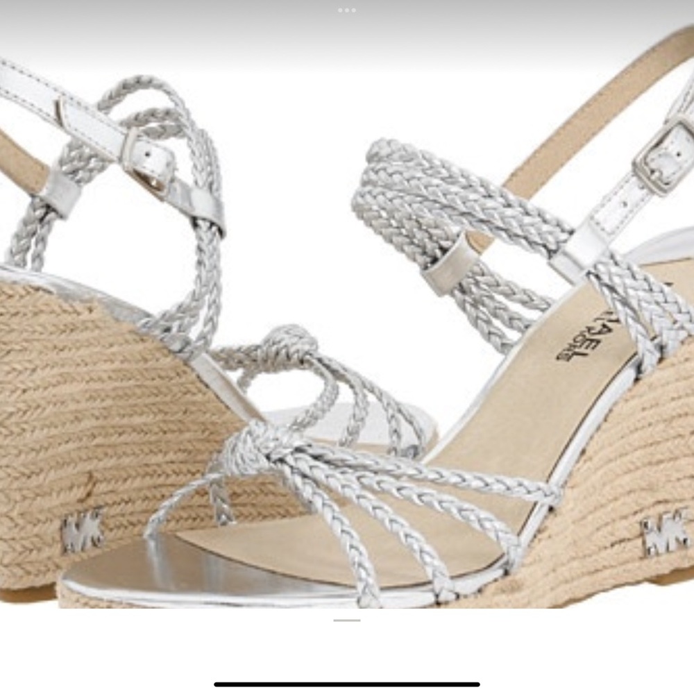 Michael Kors Silver Strappy Wedge Heels